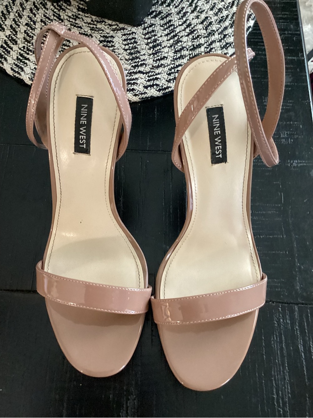 Nine West Blush Patent Ankle-Strap Heels